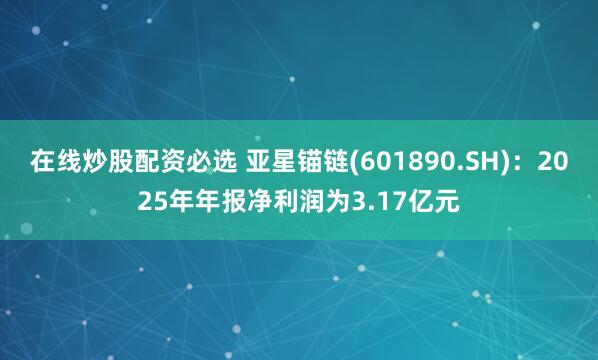 在线炒股配资必选 亚星锚链(601890.SH)：2025年年报净利润为3.17亿元